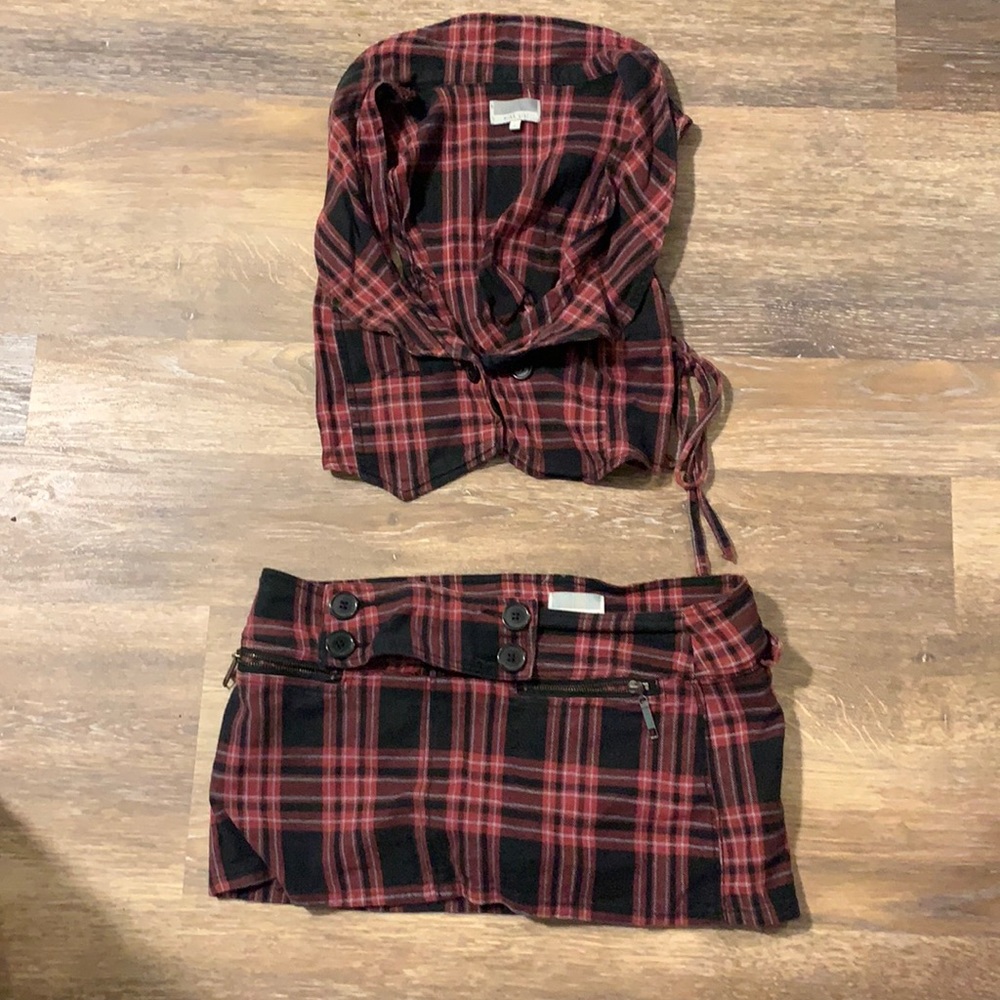 Plaid skirt and vest set. Miss Lili size 11 skirt and large vest.